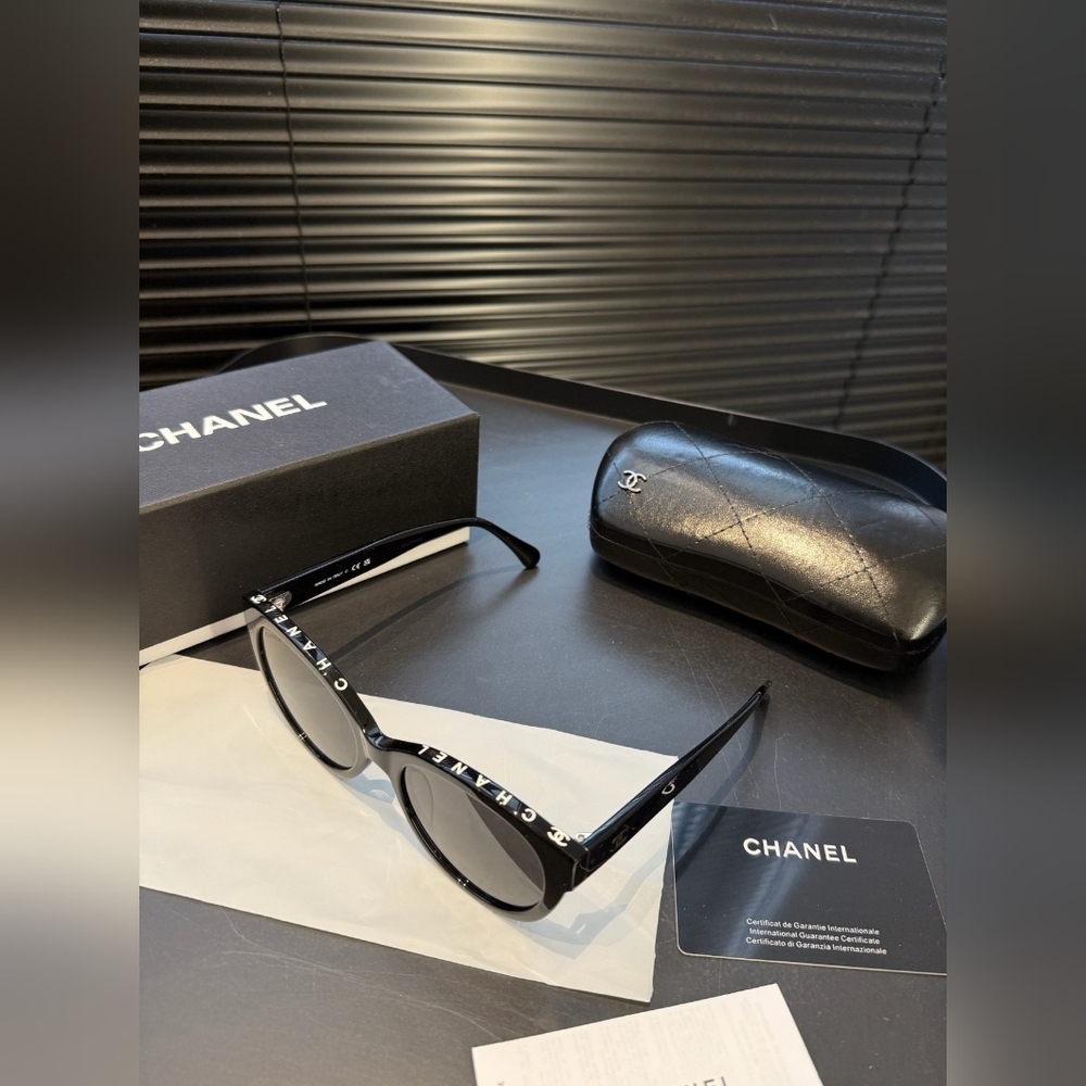 CHANEL Black Acetate CC Butterfly Sunglasses
